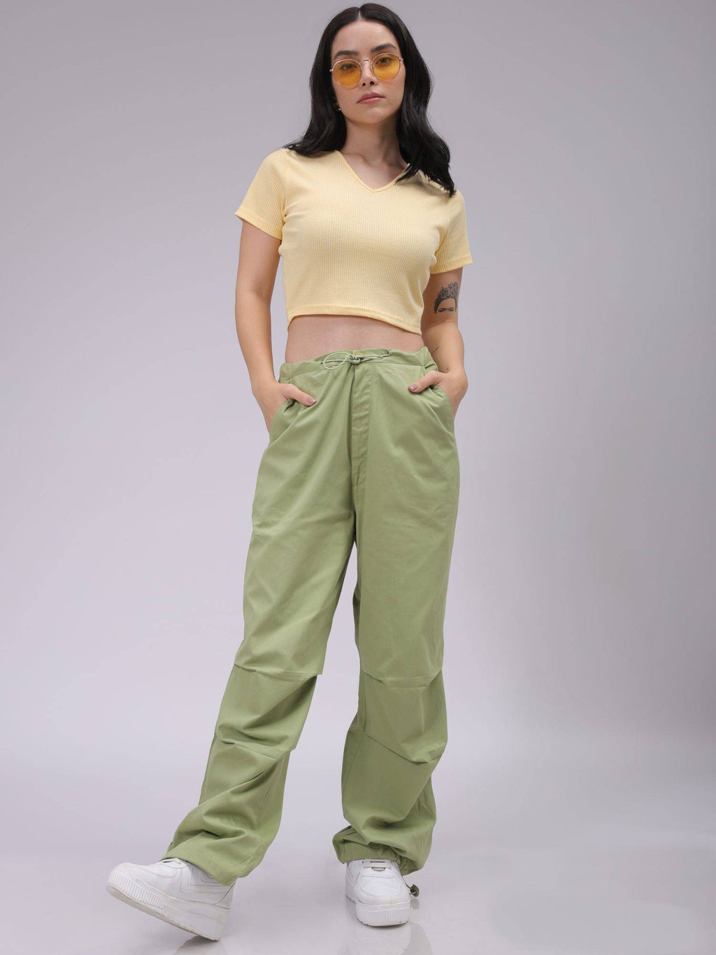 Women Yellow Fitted Solid Crop Top | CT61 - view 6