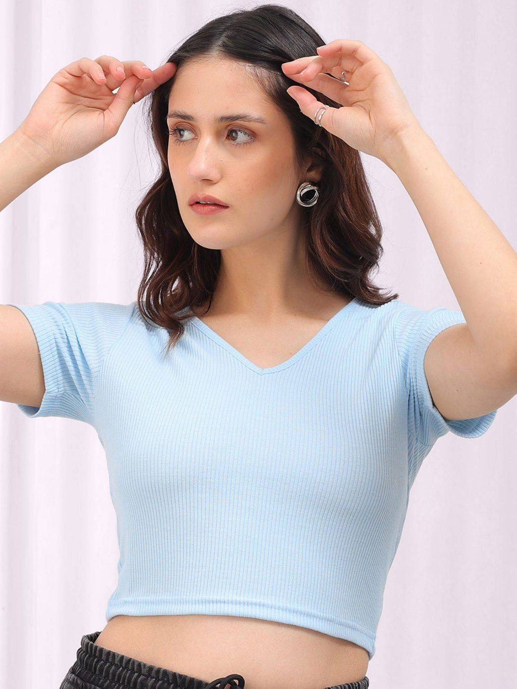 Women Yellow Fitted Solid Crop Top | CT61 - view 10