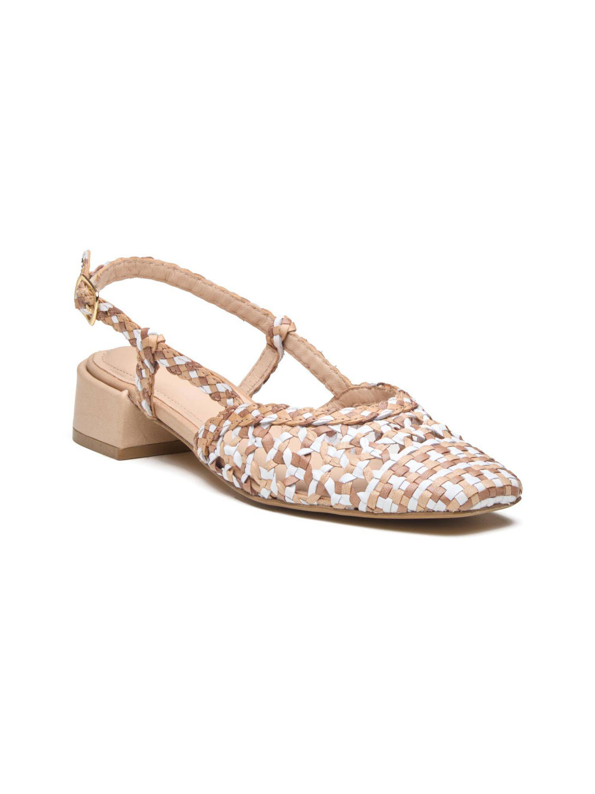 Women Beige Grazia Leather Block Heels | H78 - view 3