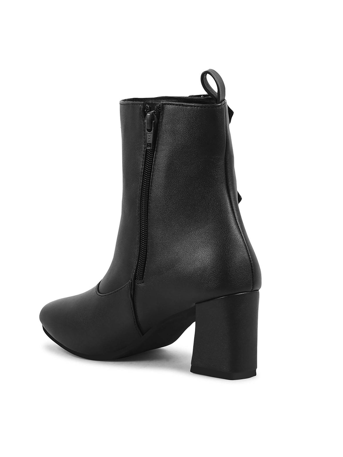 Black Mid Calf Block Heel Buckle Boots | BT61 - view 3