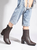 Brown Mid Calf Block Heel Buckle Boots | BT61 - view 1