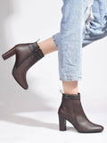 Block Heel Mid Brown Ankle Length Boots | BT61 - view 1