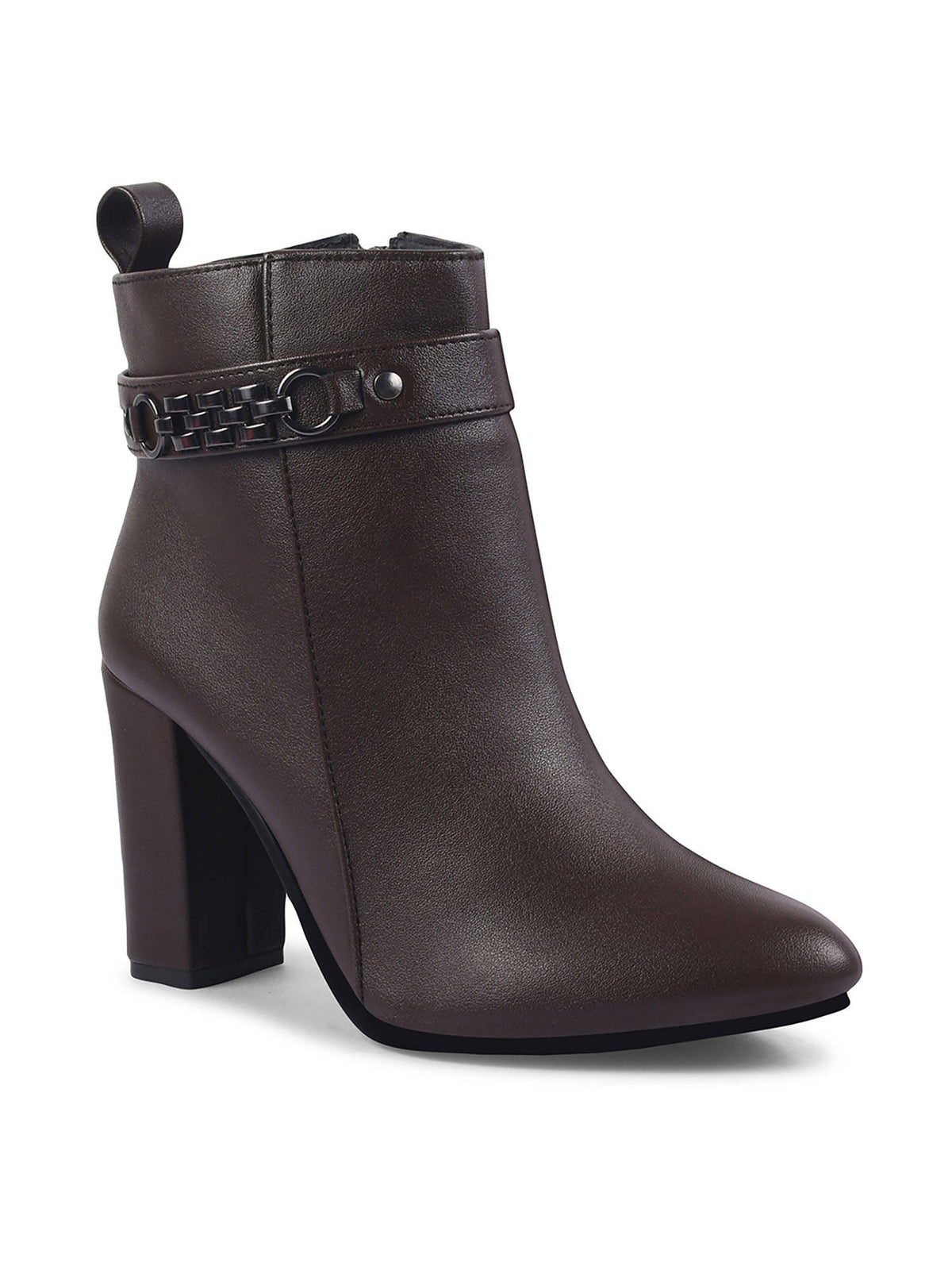Block Heel Mid Brown Ankle Length Boots | BT61 - view 2
