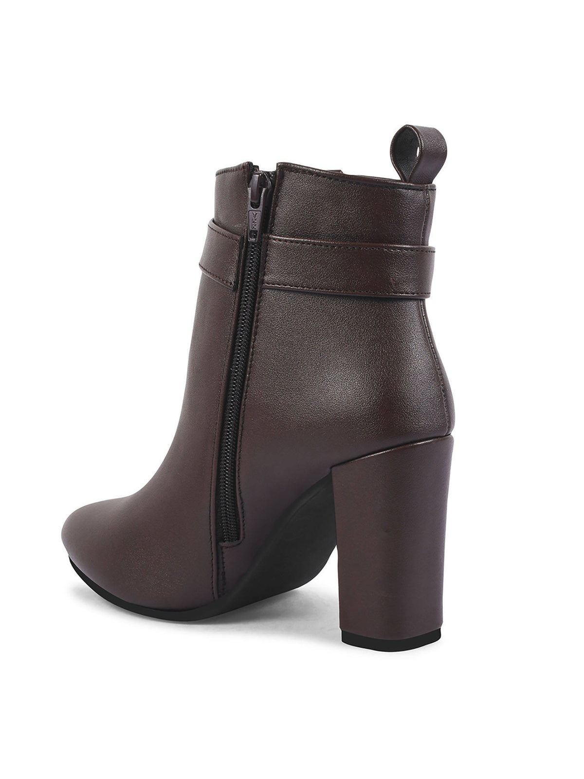 Block Heel Mid Brown Ankle Length Boots | BT61 - view 3
