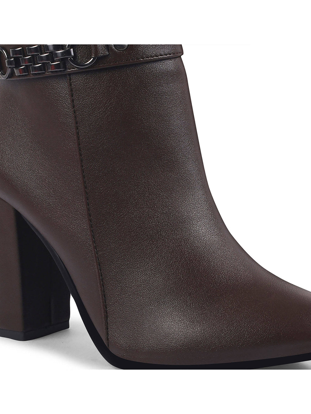 Block Heel Mid Brown Ankle Length Boots | BT61 - view 5