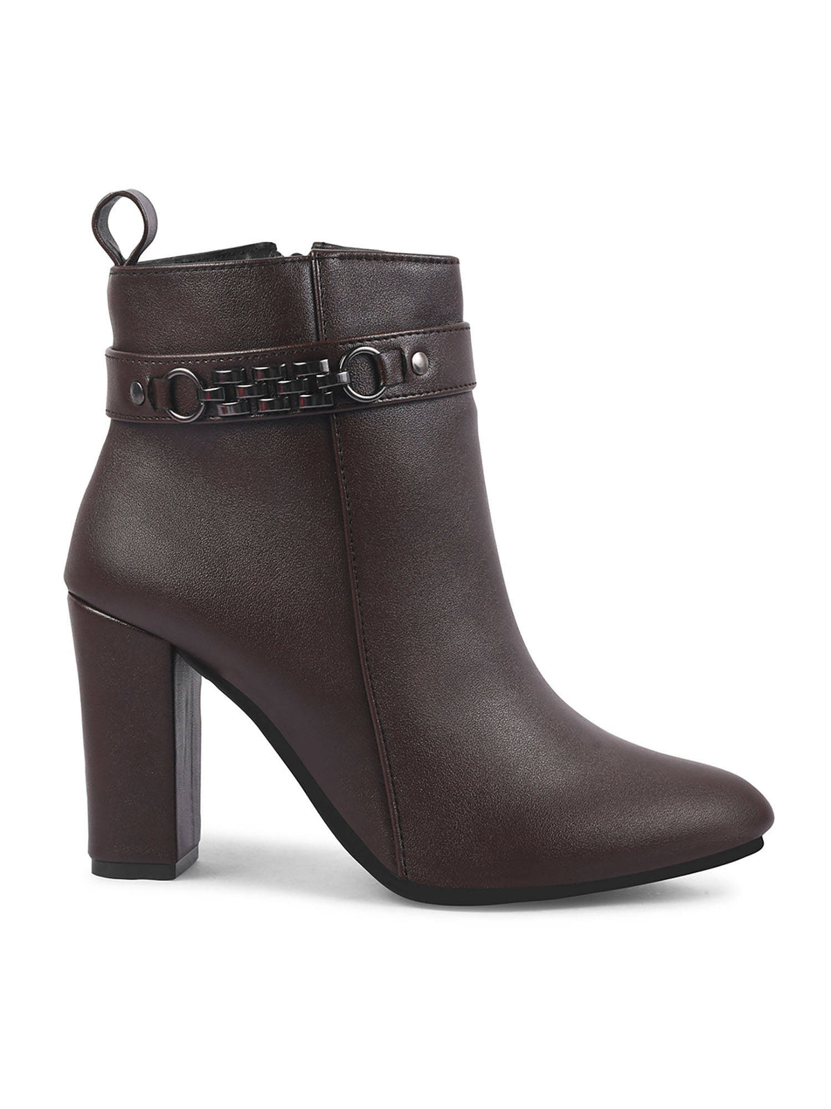 Block Heel Mid Brown Ankle Length Boots | BT61 - view 6