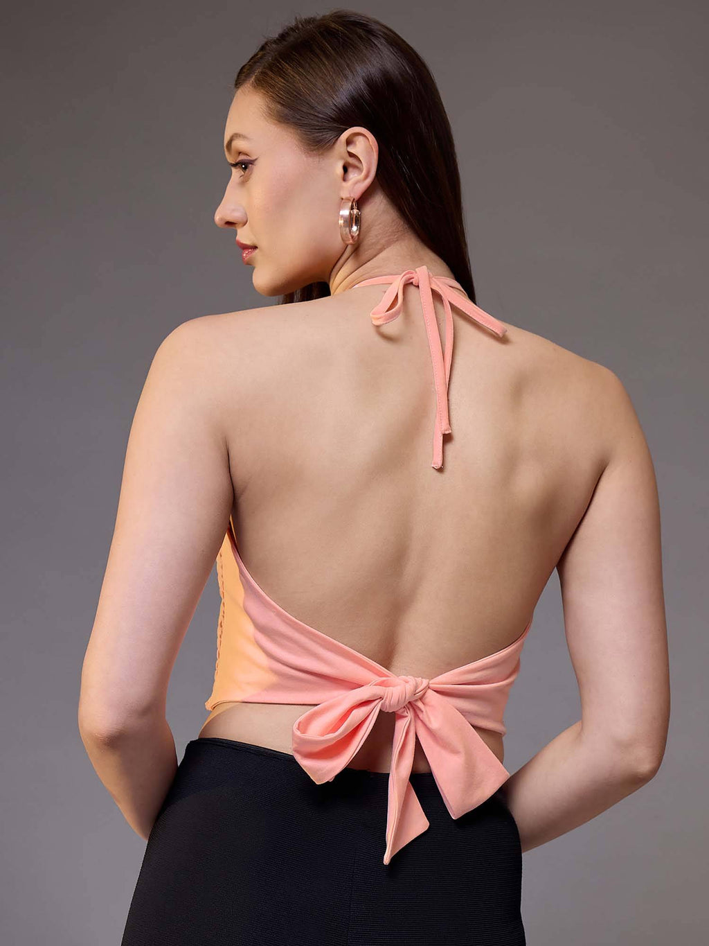 Women Pink Solid Crop Top | CT61 - view 2