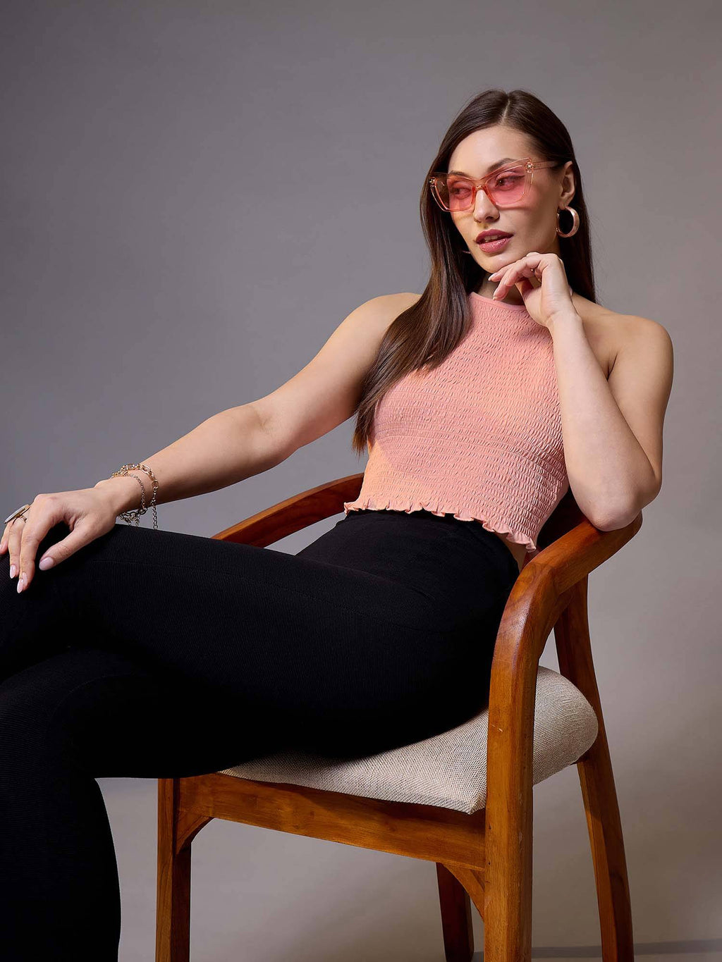 Women Pink Solid Crop Top | CT61 - view 5