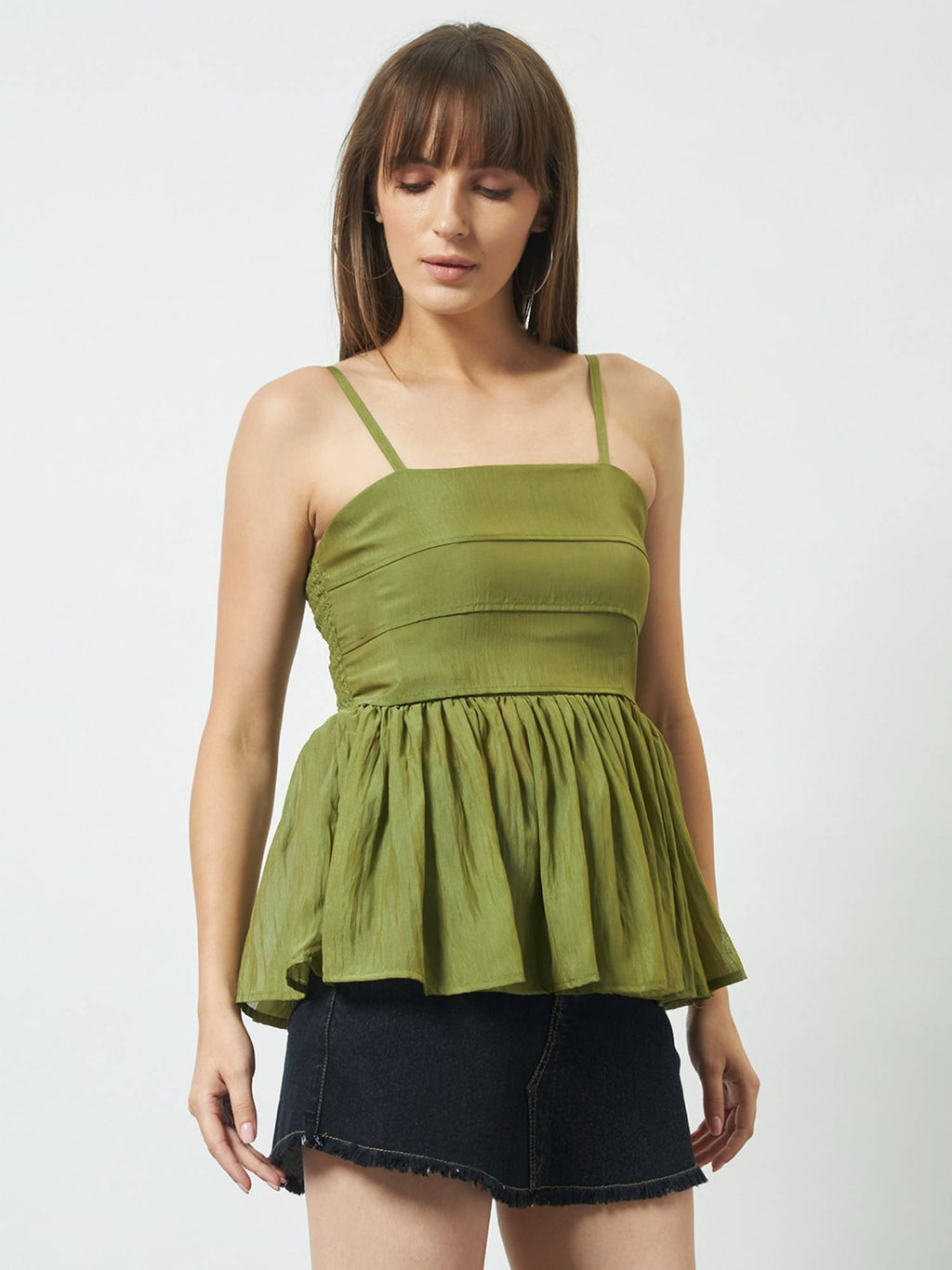 Women Breeze Peplum Green Top | pt51 - view 3
