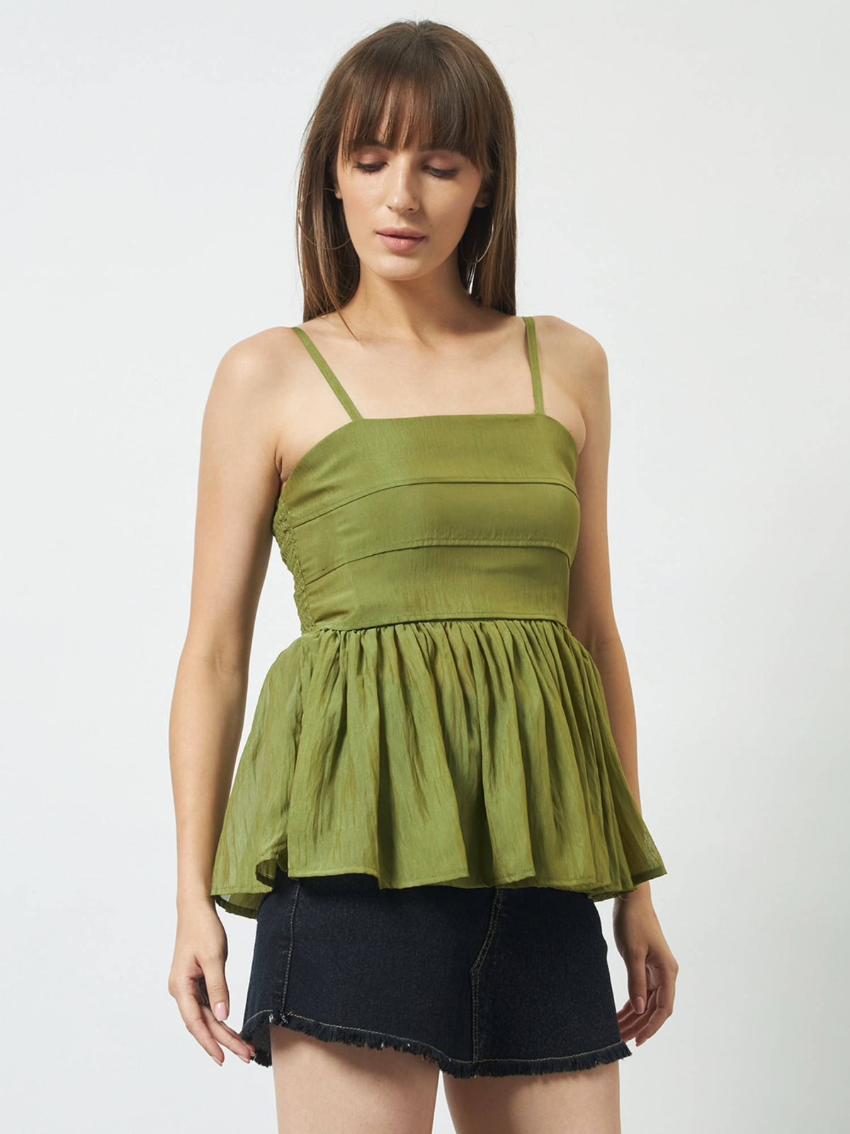 Women Breeze Peplum Green Top | pt51 - view 3