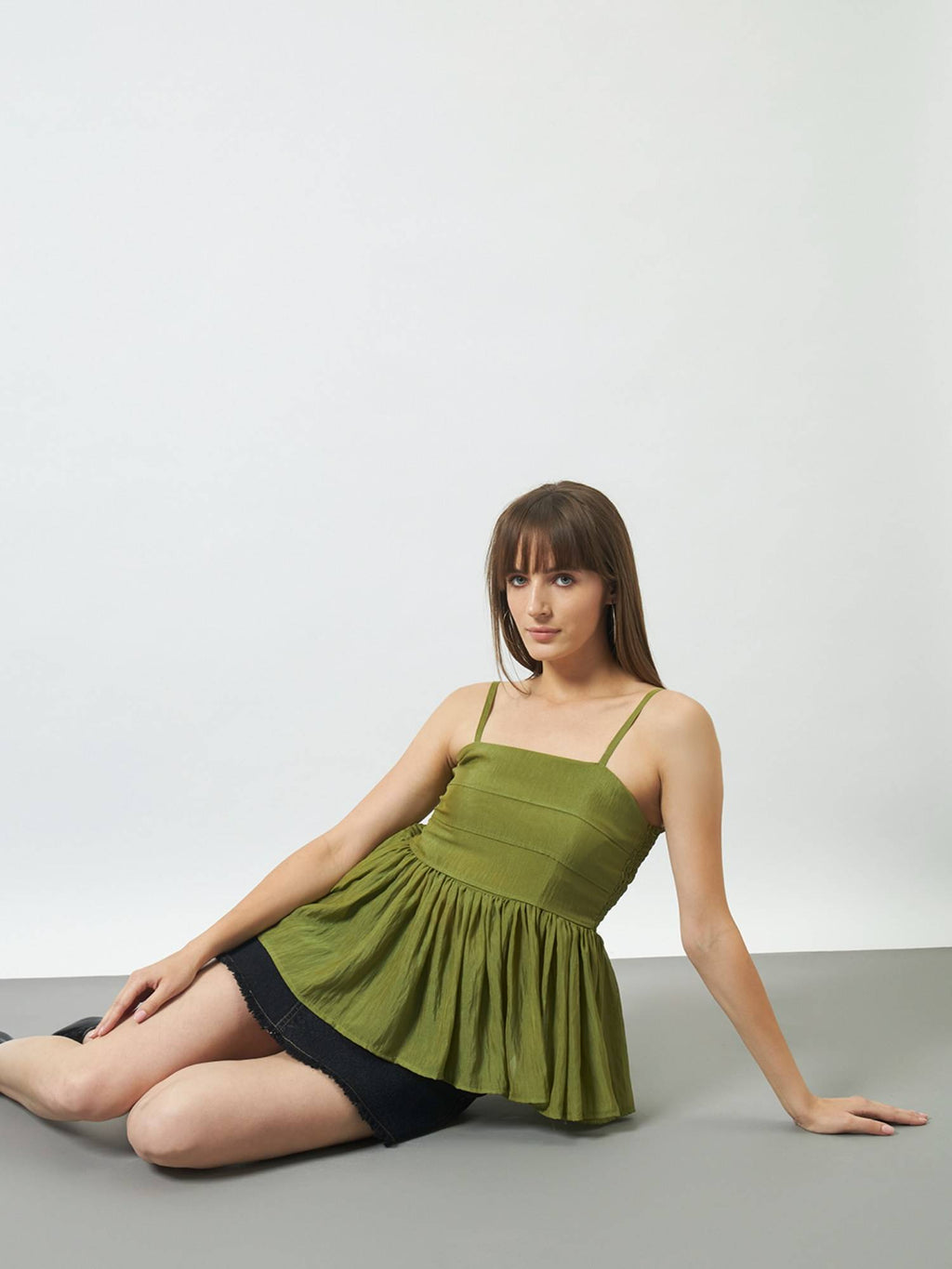 Women Breeze Peplum Green Top | pt51 - view 5