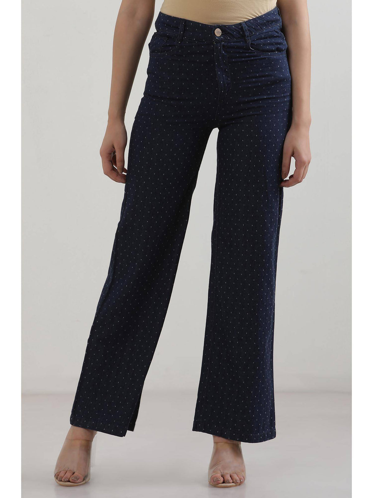 Navy Blue Printed High Waist jeans | RF89 - view 1