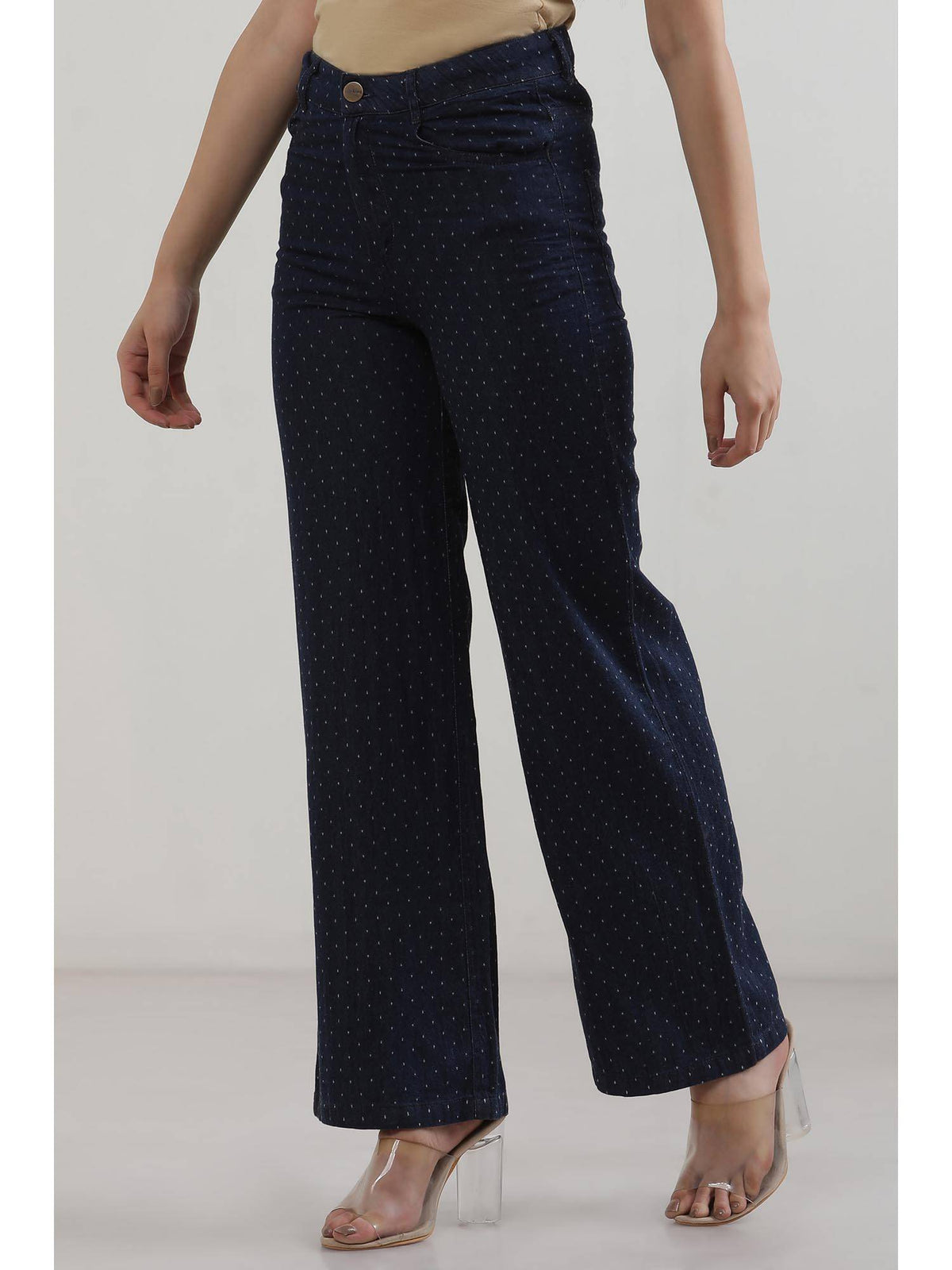 Navy Blue Printed High Waist jeans | RF89 - view 2