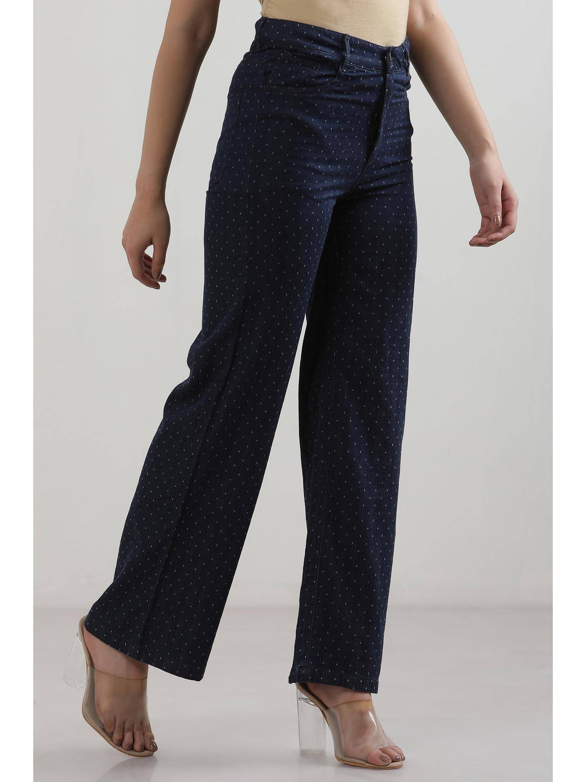 Navy Blue Printed High Waist jeans | RF89 - view 4