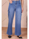 Blue Solid/Plain High Waist Jeans | RF89 - view 1