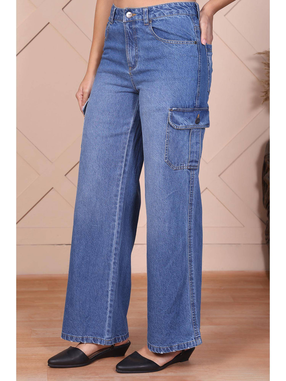 Blue Solid/Plain High Waist Jeans | RF89 - view 3
