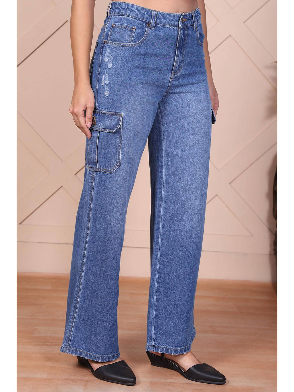 Blue Solid/Plain High Waist Jeans | RF89 - view 4