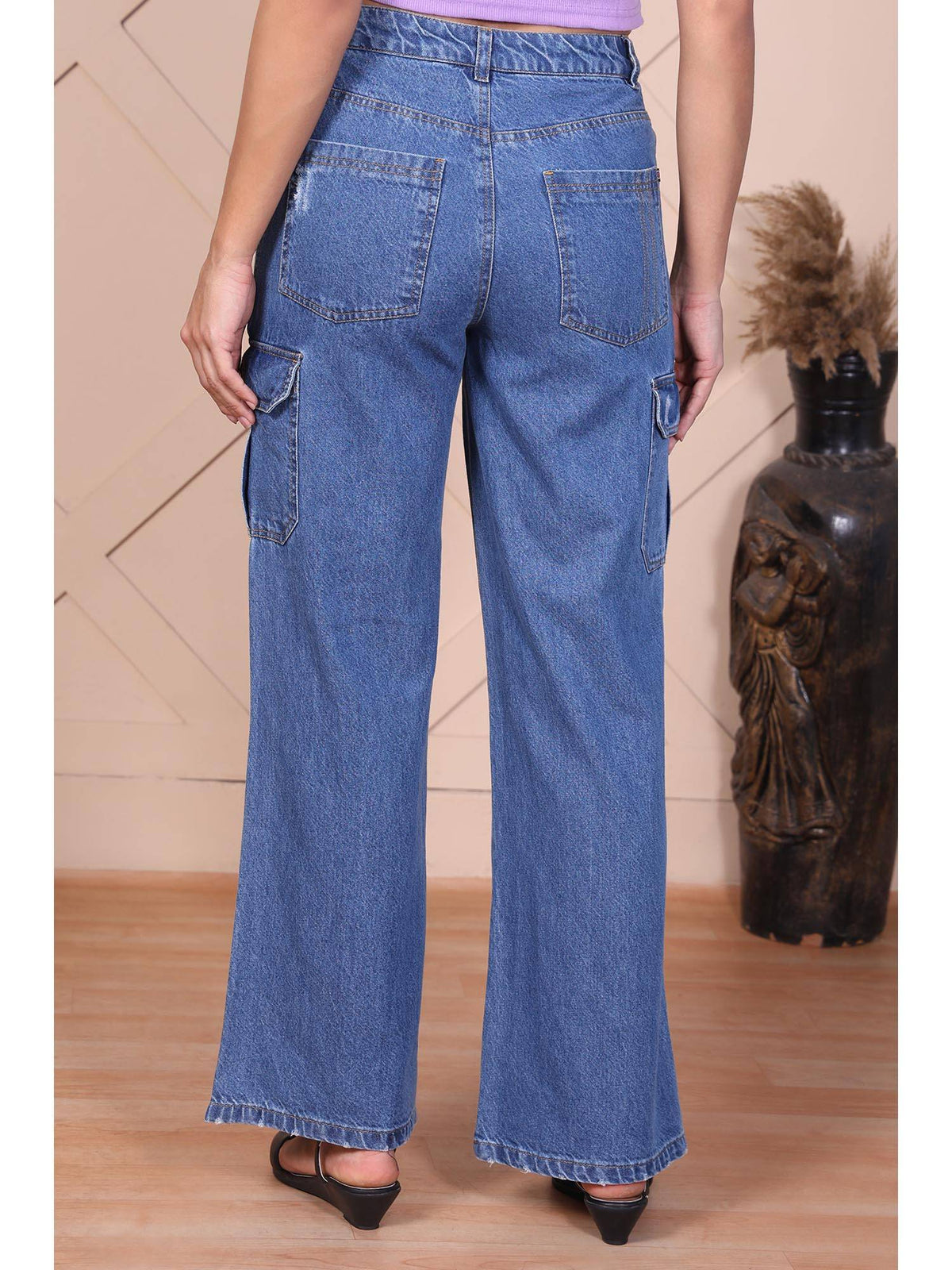 Blue Solid/Plain High Waist Jeans | RF89 - view 5