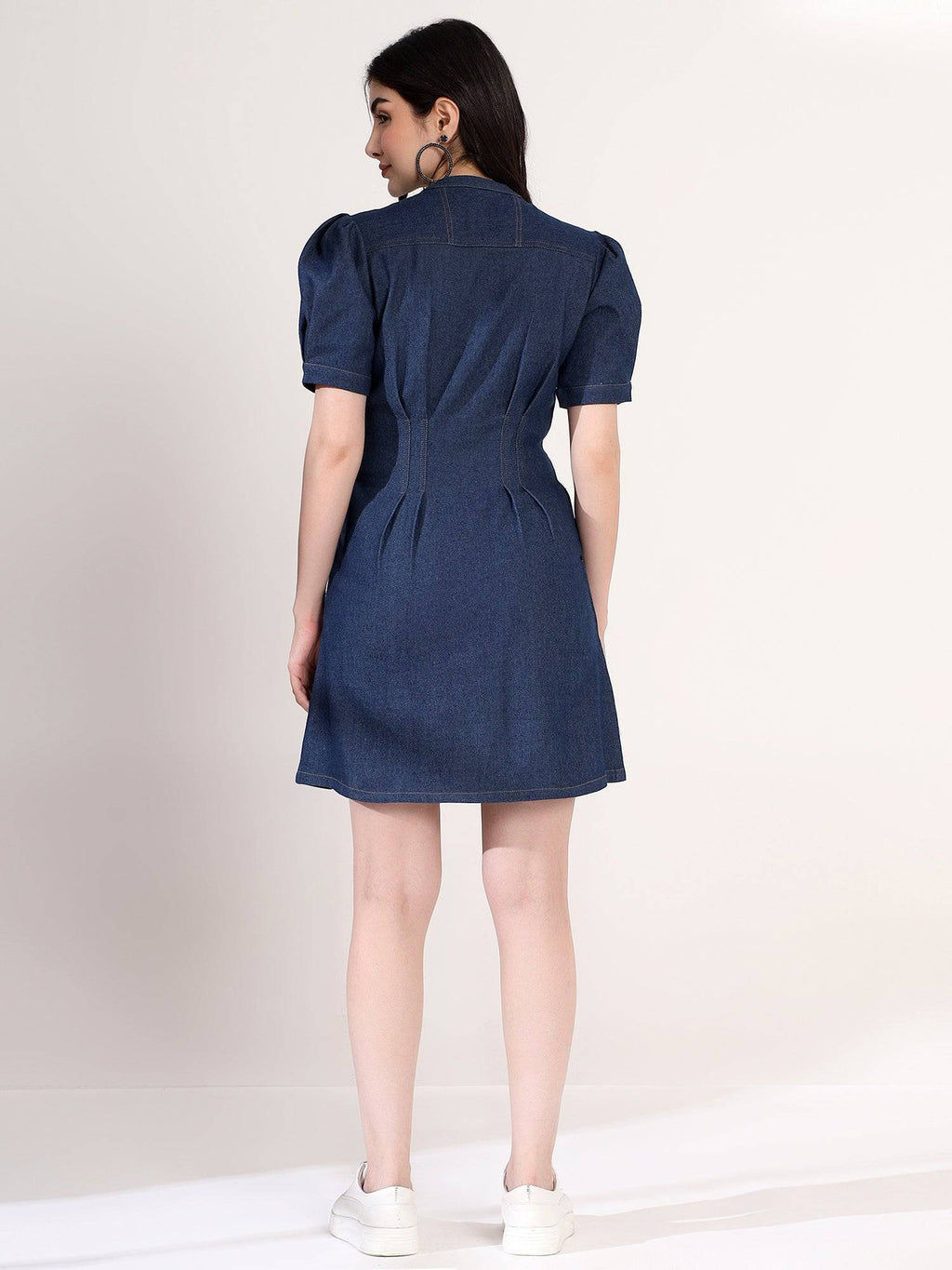 Classy Blue Denim Shirt Mini Dress | D56 - view 8