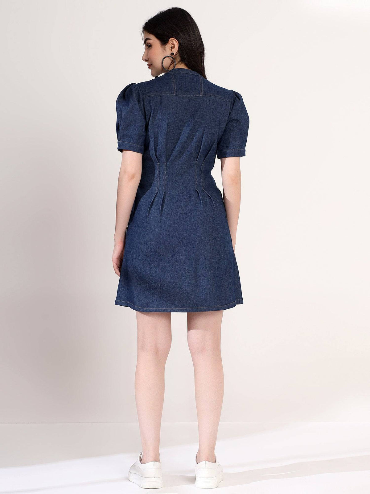 Classy Blue Denim Shirt Mini Dress | D56 - view 8