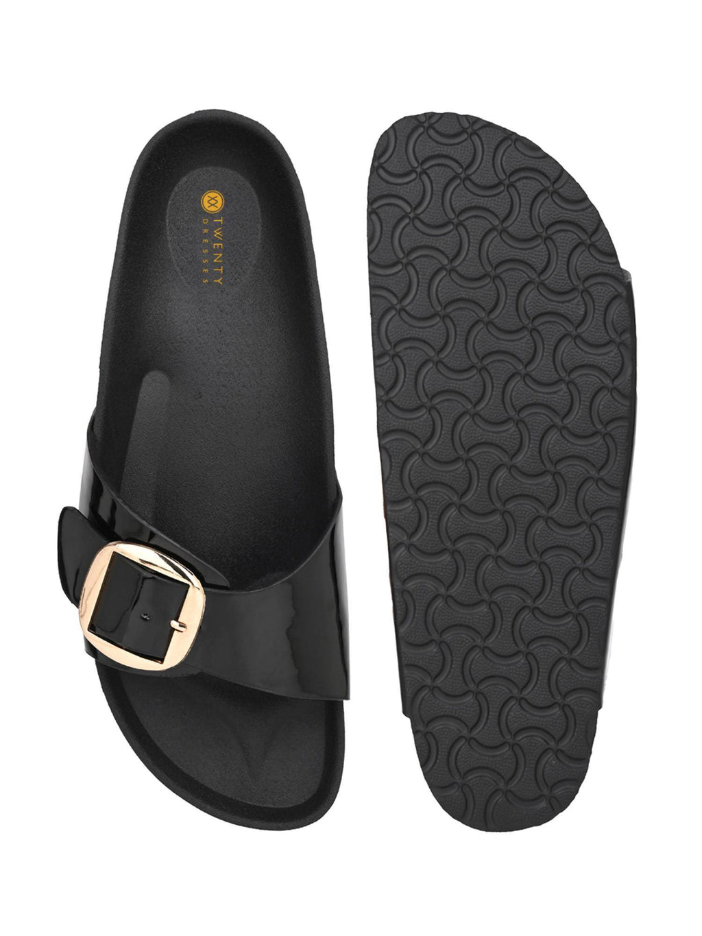 Women Patent Black Sandals | SD89 - view 2