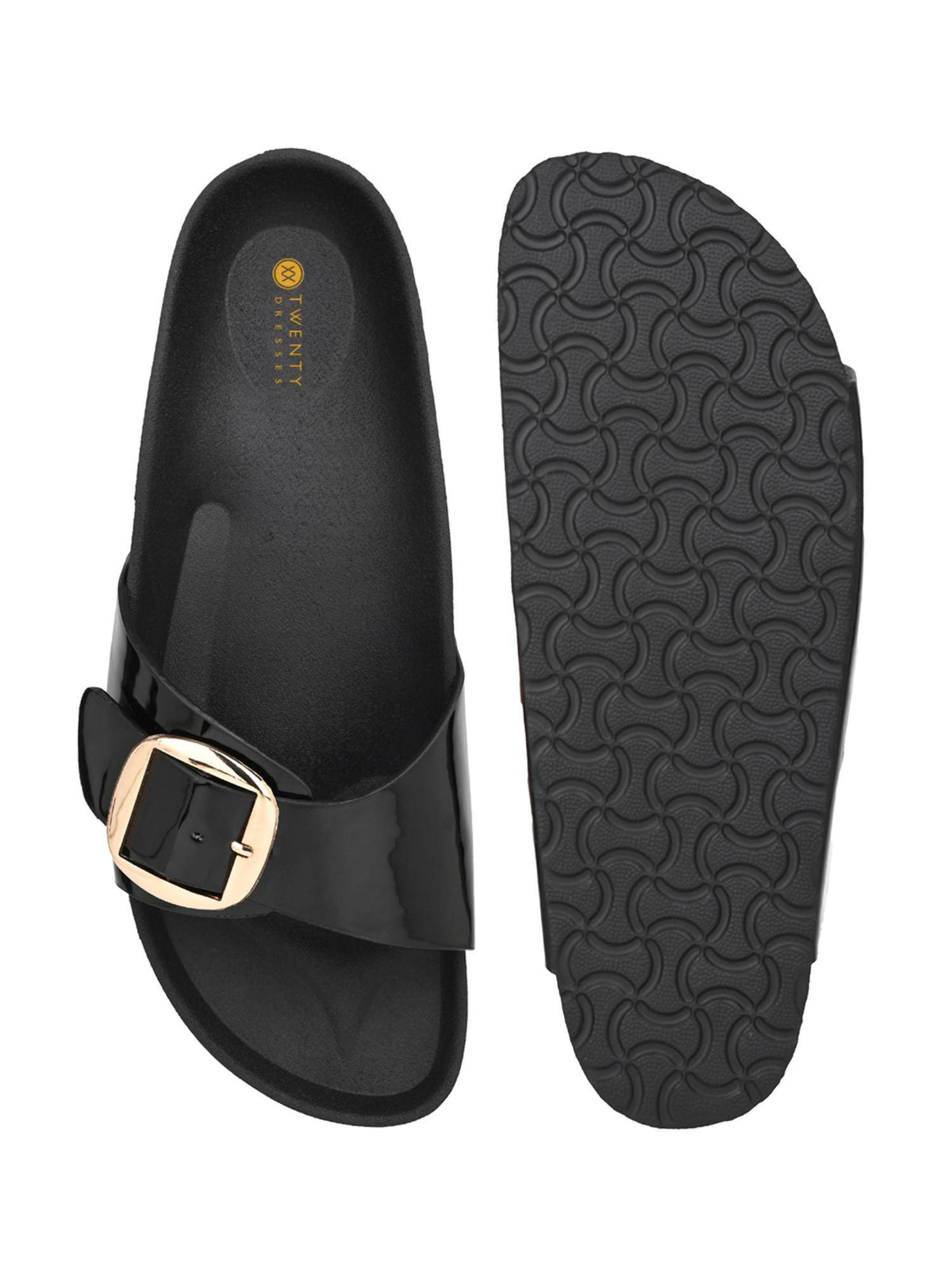 Women Patent Black Sandals | SD89 - view 2