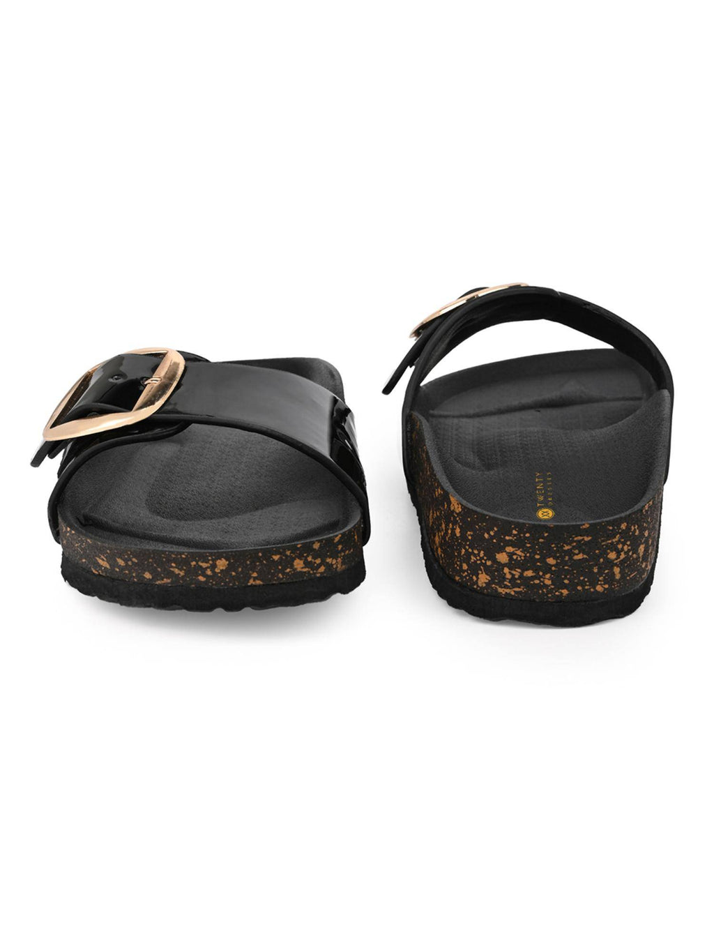 Women Patent Black Sandals | SD89 - view 4