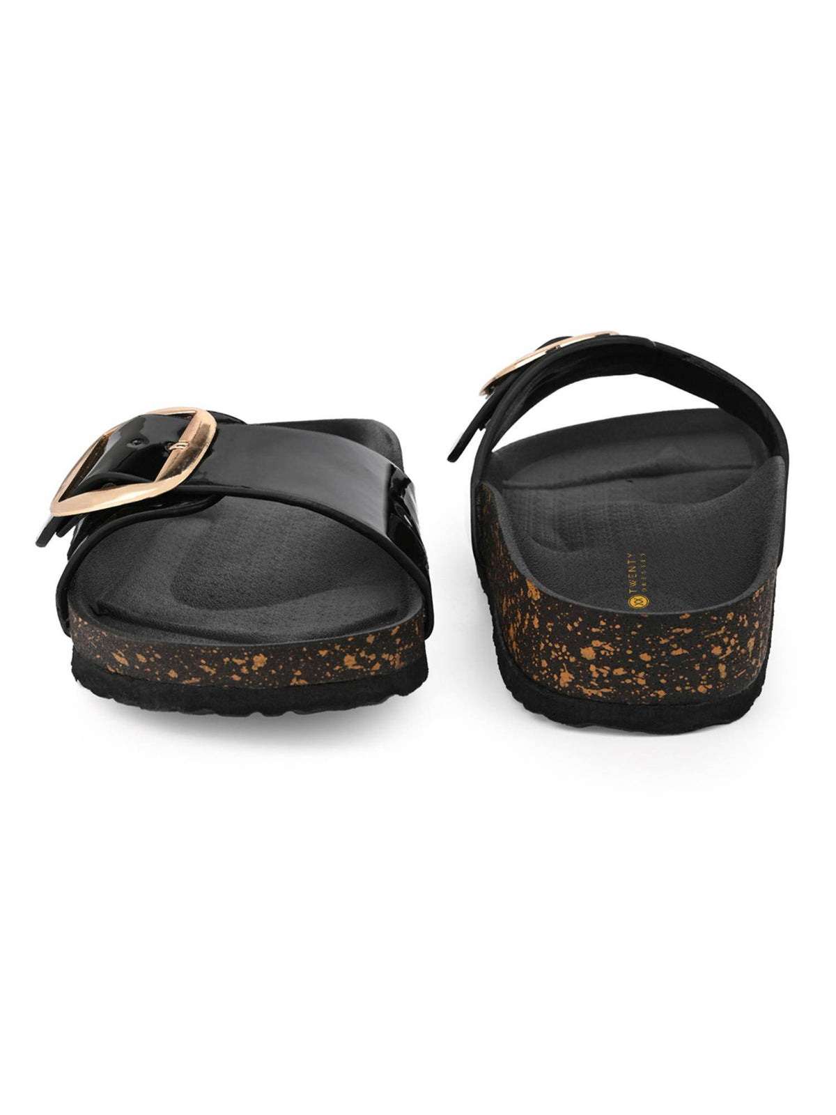 Women Patent Black Sandals | SD89 - view 4