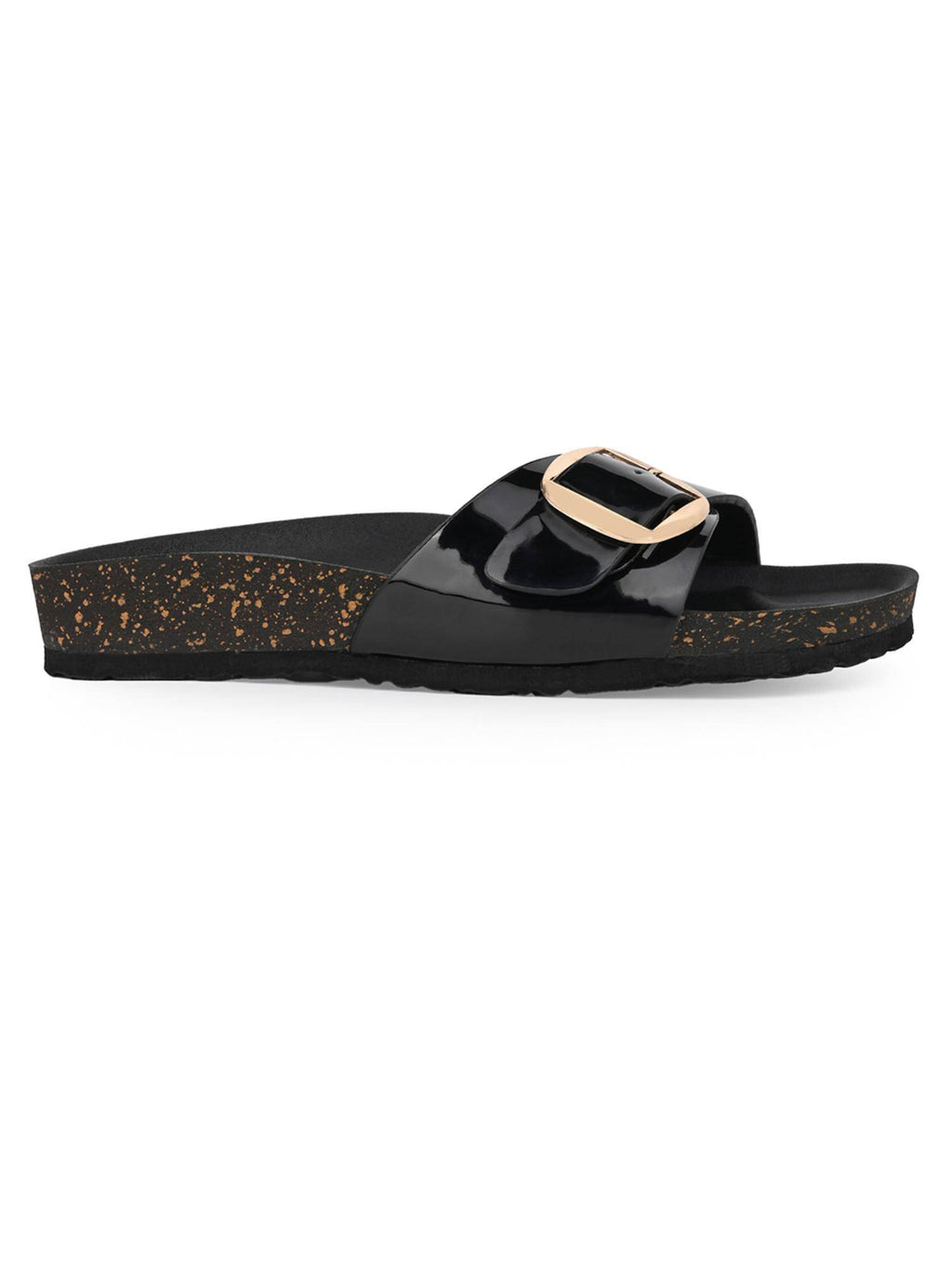 Women Patent Black Sandals | SD89 - view 5