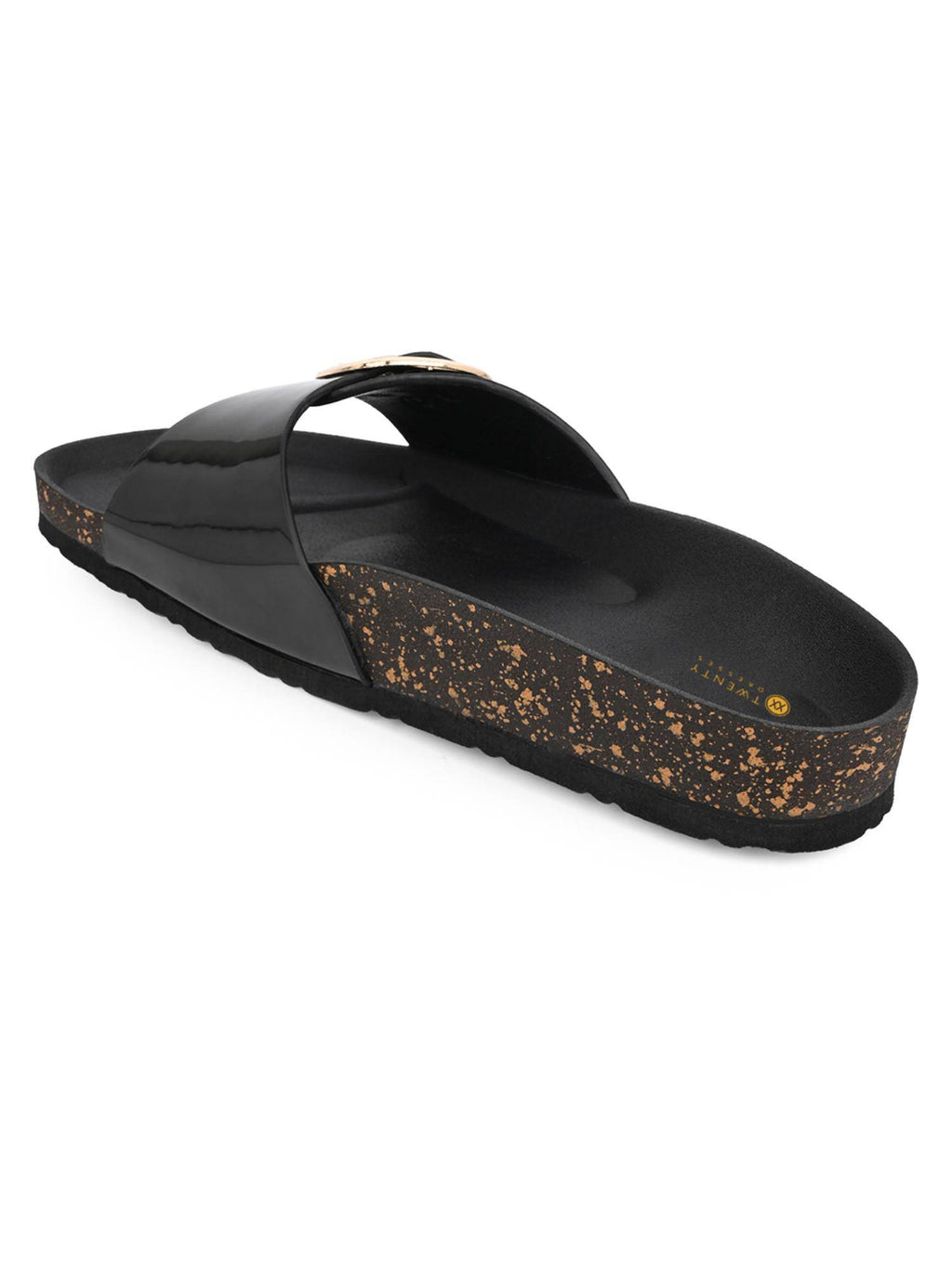 Women Patent Black Sandals | SD89 - view 6