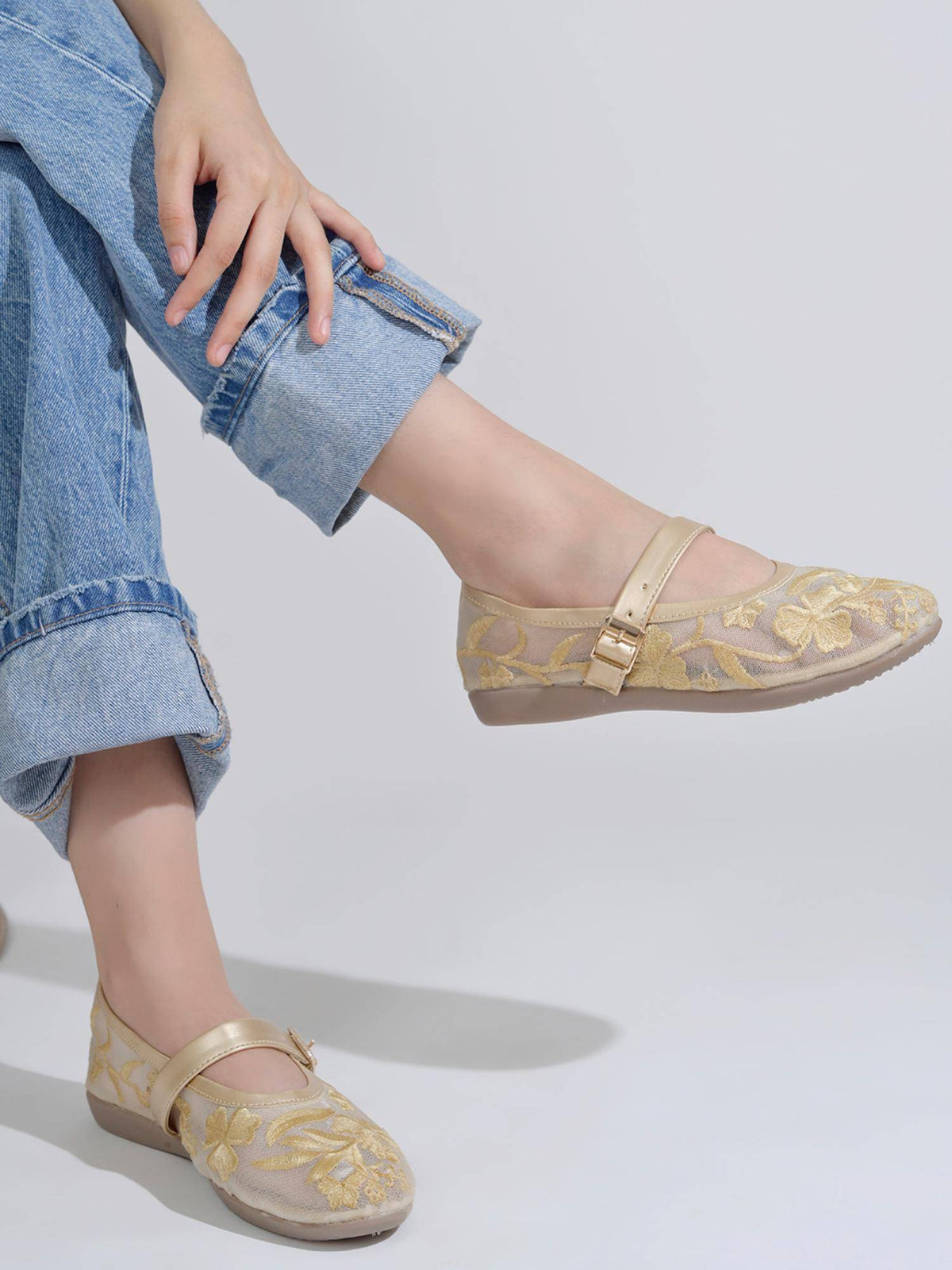 Elegant Brown Mesh Ballerinas for Women | F61 - view 5
