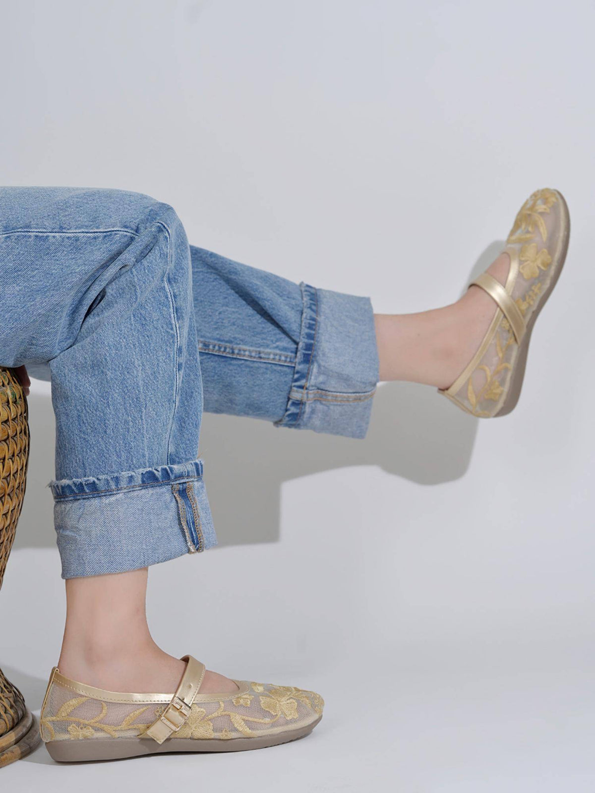 Elegant Brown Mesh Ballerinas for Women | F61 - view 6