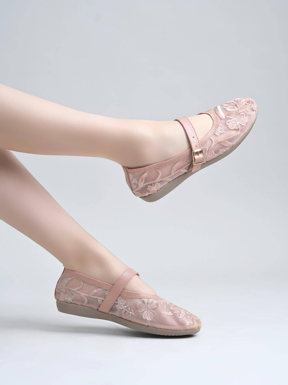Elegant Brown Mesh Ballerinas for Women | F61 - view 9