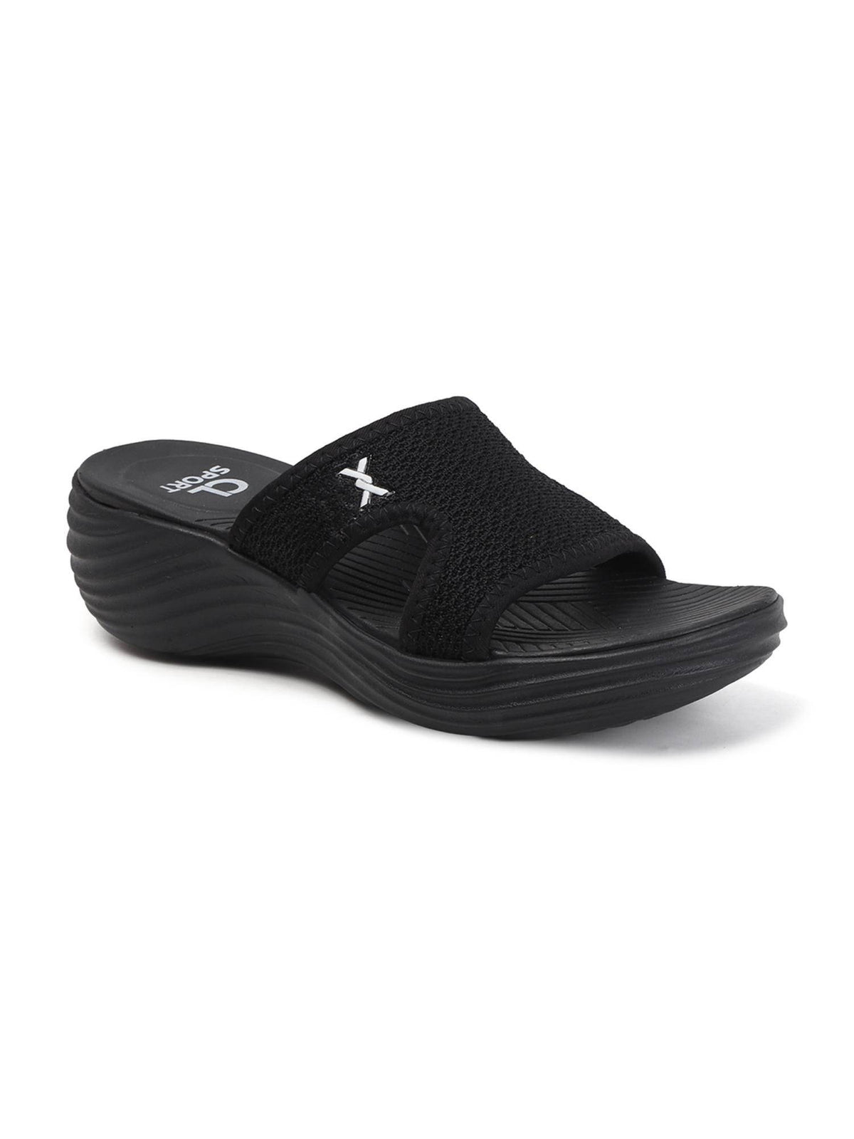 Women Woven Comfort Black Sandals | SD89 - view 4