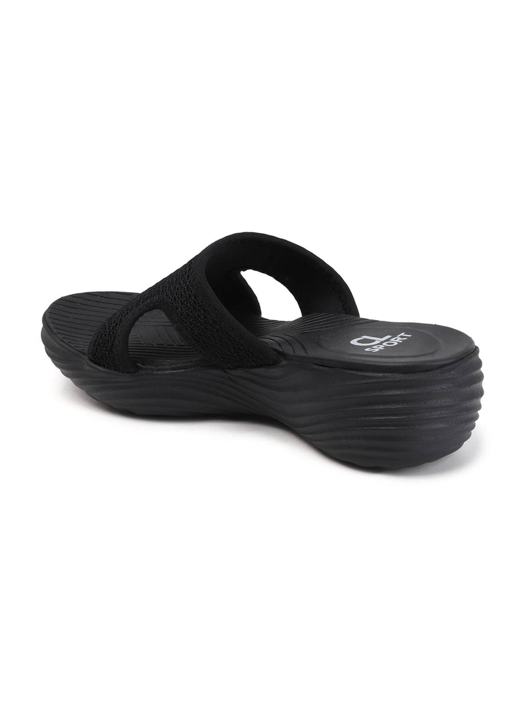 Women Woven Comfort Black Sandals | SD89 - view 5