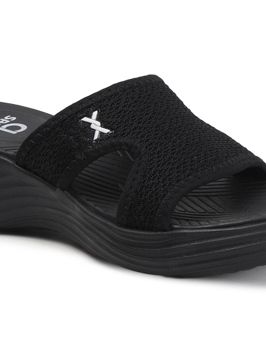 Women Woven Comfort Black Sandals | SD89 - view 7