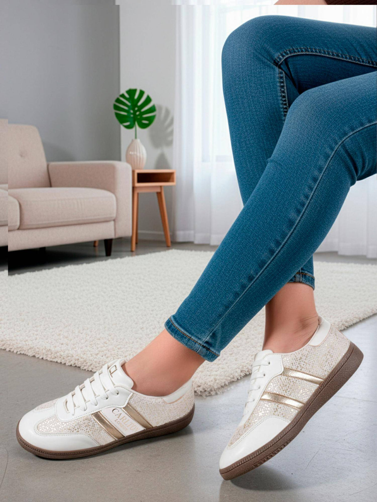 Women Retro Stripe Canvas Lace-Ups Lifestyle Black Sneakers | SN09 - view 25