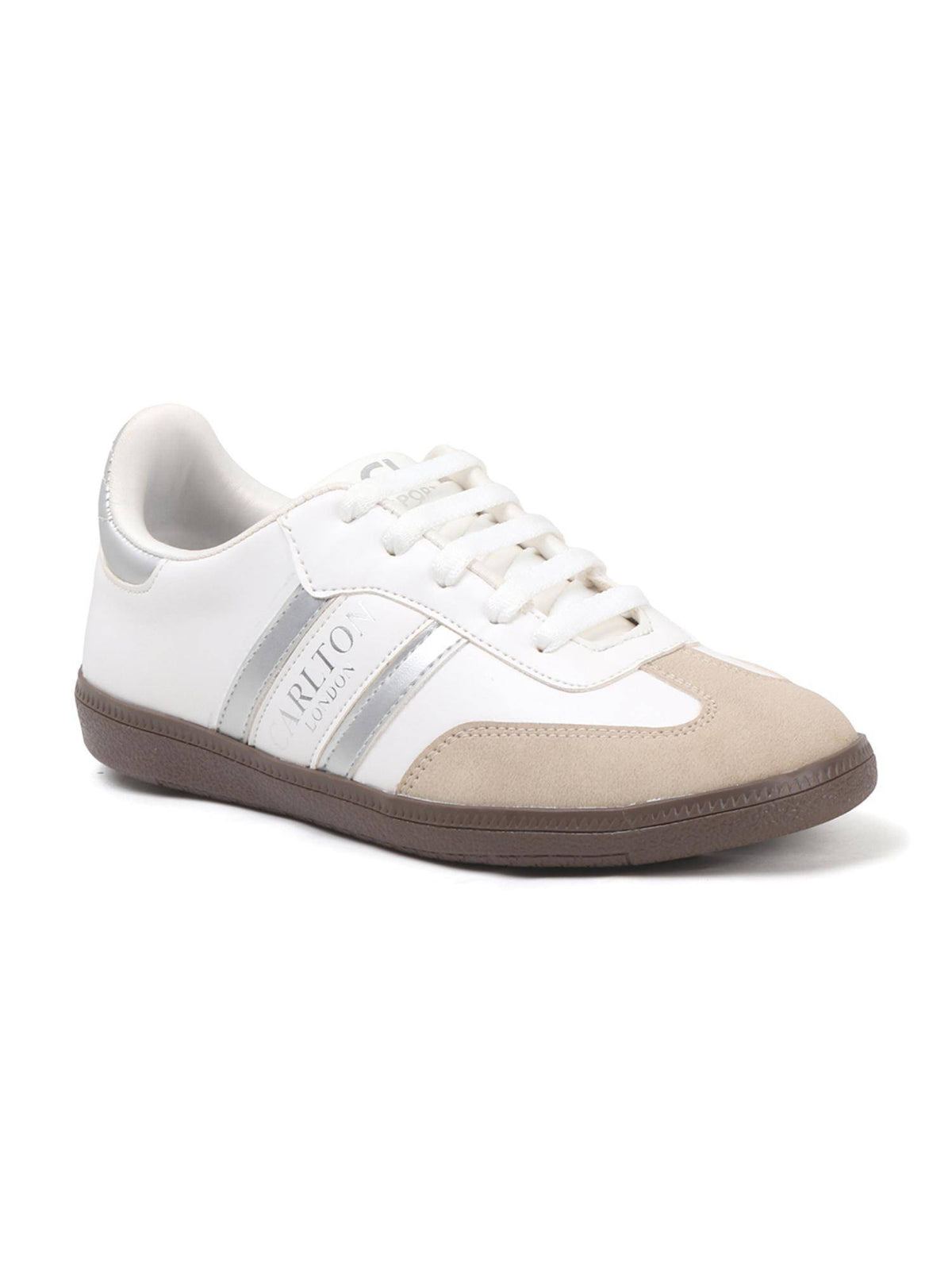 Women Retro Stripe Canvas Lace-Ups Lifestyle Silver Sneakers | SN09 - view 4