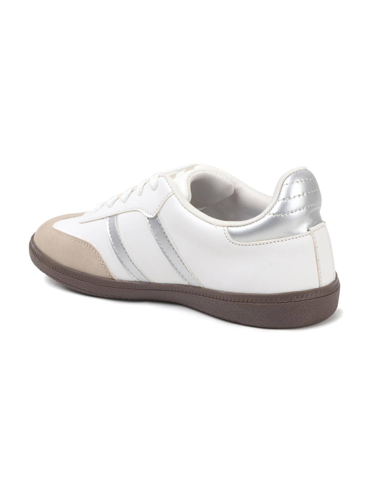 Women Retro Stripe Canvas Lace-Ups Lifestyle Silver Sneakers | SN09 - view 5