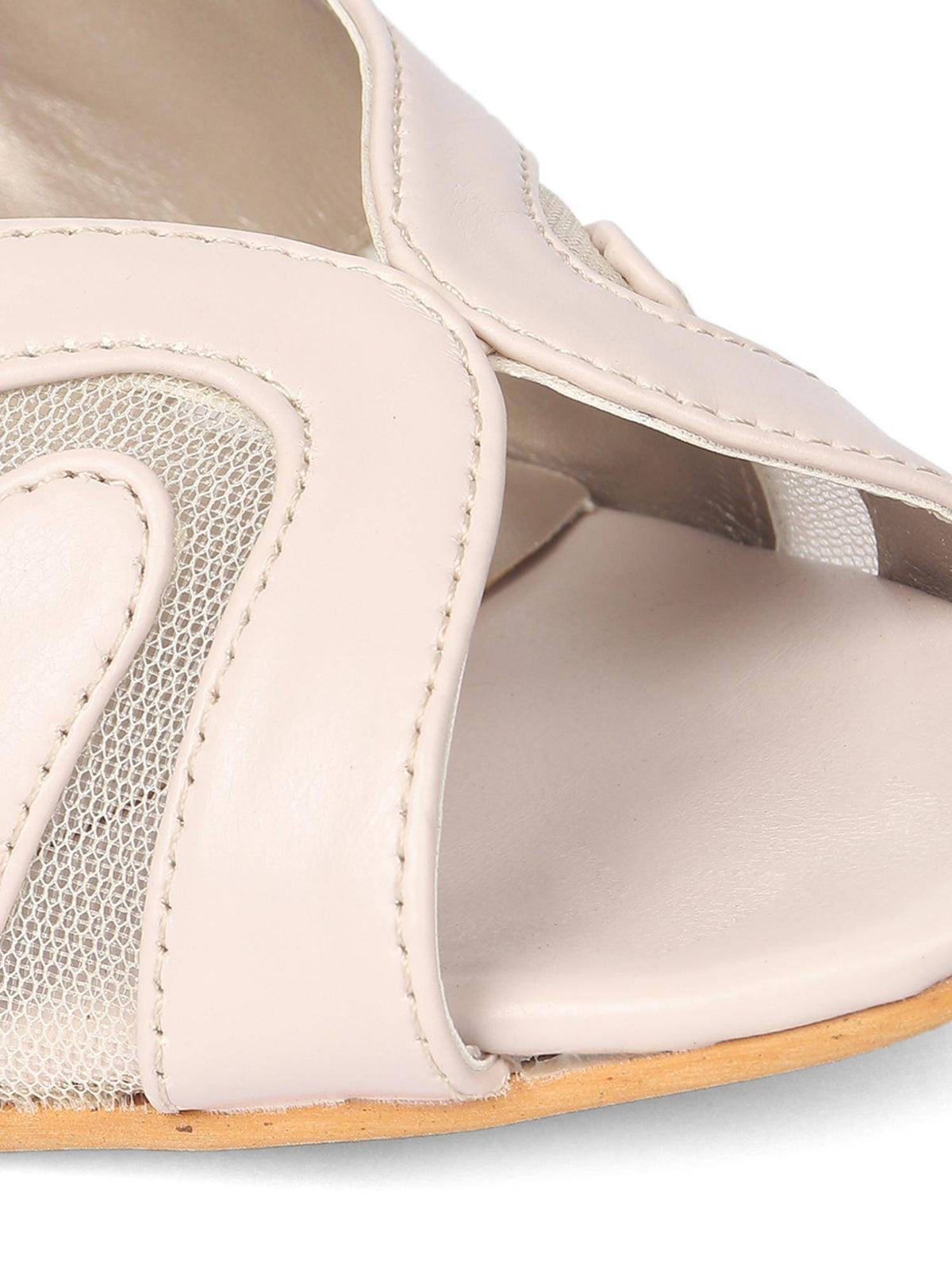 Women Comfortable Beige Sandal Heels | H78 - view 7