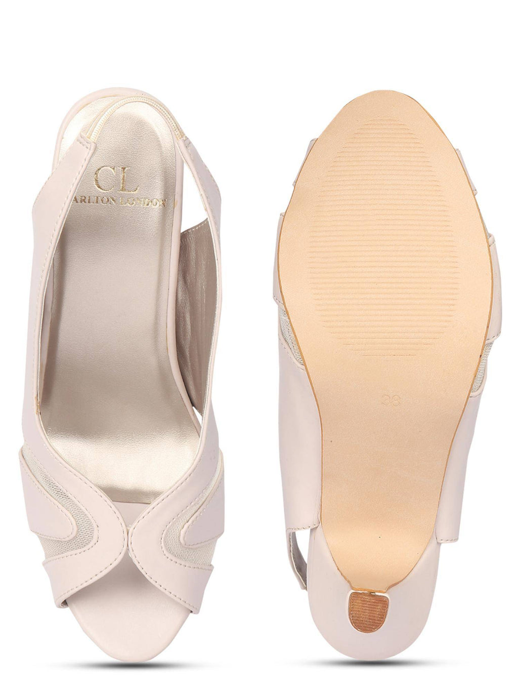 Women Comfortable Beige Sandal Heels | H78 - view 8