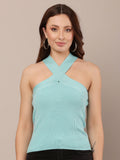 Women's Halter Neck Blue Top | HT67 - view 1