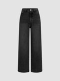 Black Yoney Denim Solid Straight Leg Jeans | BG78 - view 1