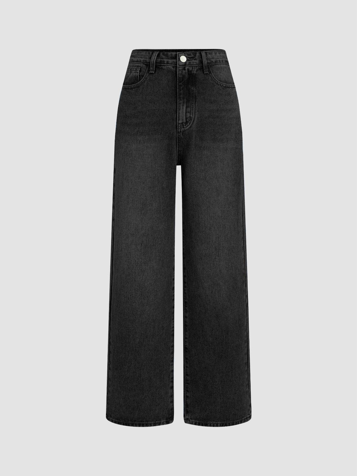 Black Yoney Denim Solid Straight Leg Jeans | BG78 - view 1