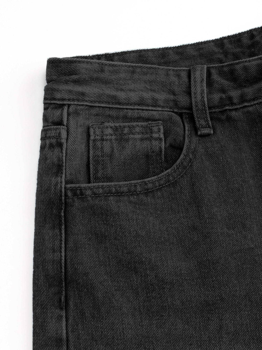 Black Yoney Denim Solid Straight Leg Jeans | BG78 - view 2