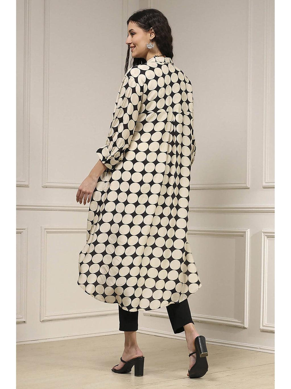 Women White Viscose A-Line Printed Kurta with Inner | U3S - view 4