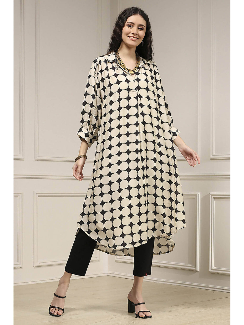 Women White Viscose A-Line Printed Kurta with Inner | U3S - view 5