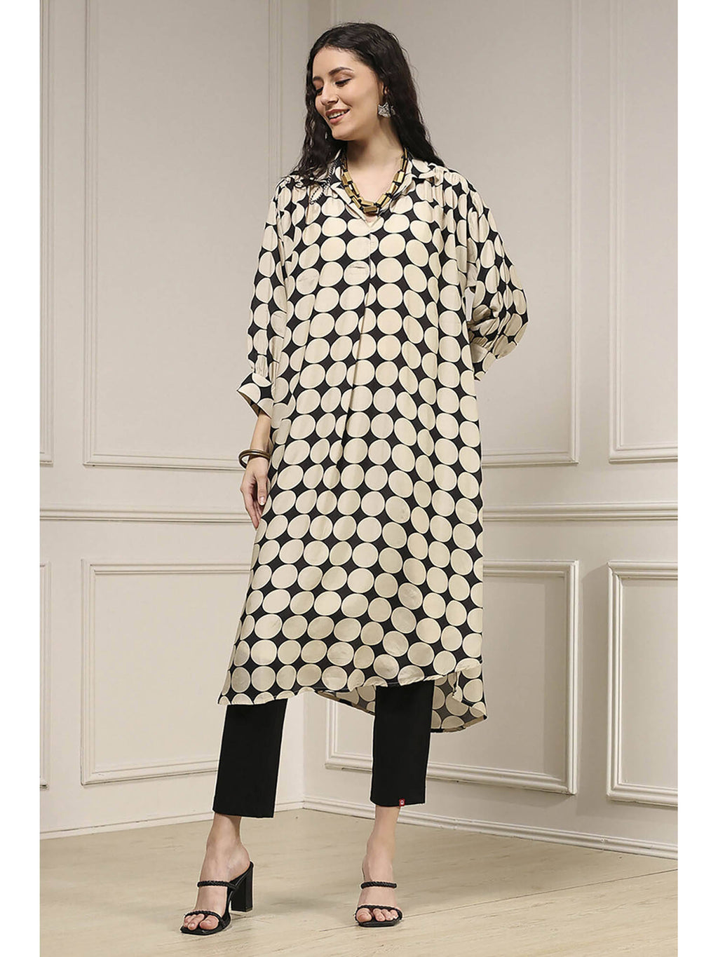 Women White Viscose A-Line Printed Kurta with Inner | U3S - view 7