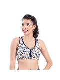 White Full Coverage Front Zip High Support Removable Pads Sports Bra | sb09 - view 1