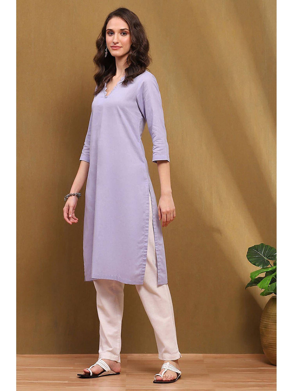 Womens Green Cotton Blend Straight Kurta | U3S - view 13